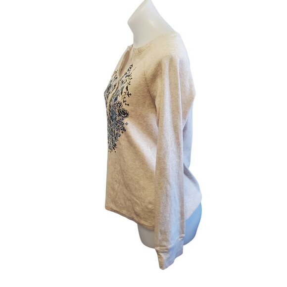 NWOT Charter Club Cream Y2k Fairy Goth Cottage Core Floral Large Thermal Top - Picture 6 of 8